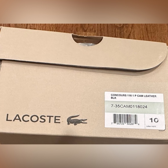 NWT MENS LACOSTE BLACK LEATHER CLASSIC STYLE DRIVING LOAFER SHOE W BOX - SIZE 10 main image 6